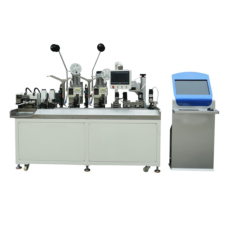 WL-STRS90两端压接冷压端子90度穿热缩管机